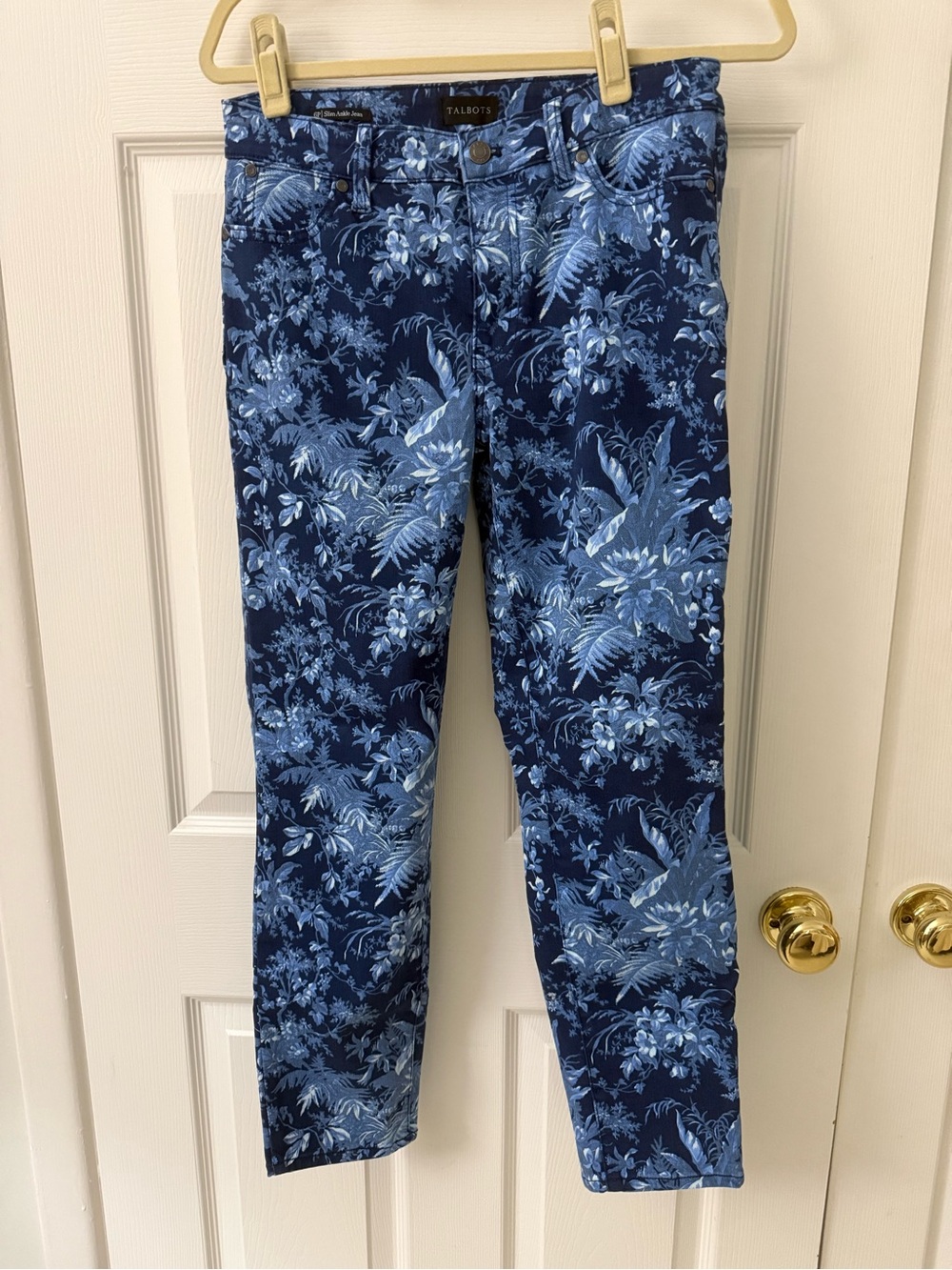 Talbots Navy Blue Floral Skinny Jeans